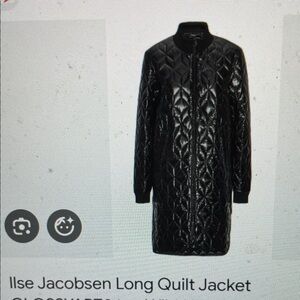 Ilse Jacobsen glossy Quilted Black Puffer long Coat- new with all tags